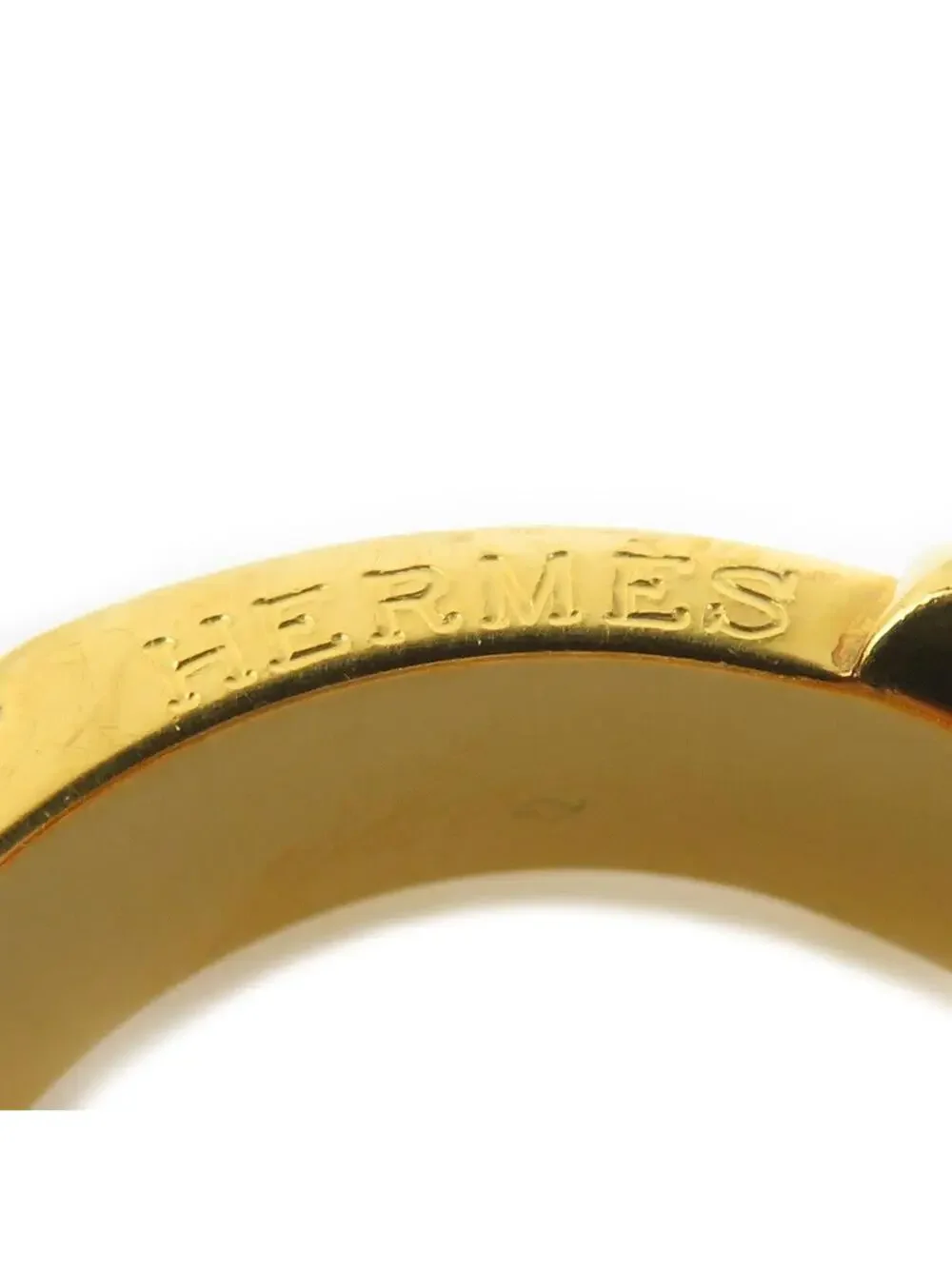 Auth Hermes Belt Motif Scarf Ring Gold #303009H14B